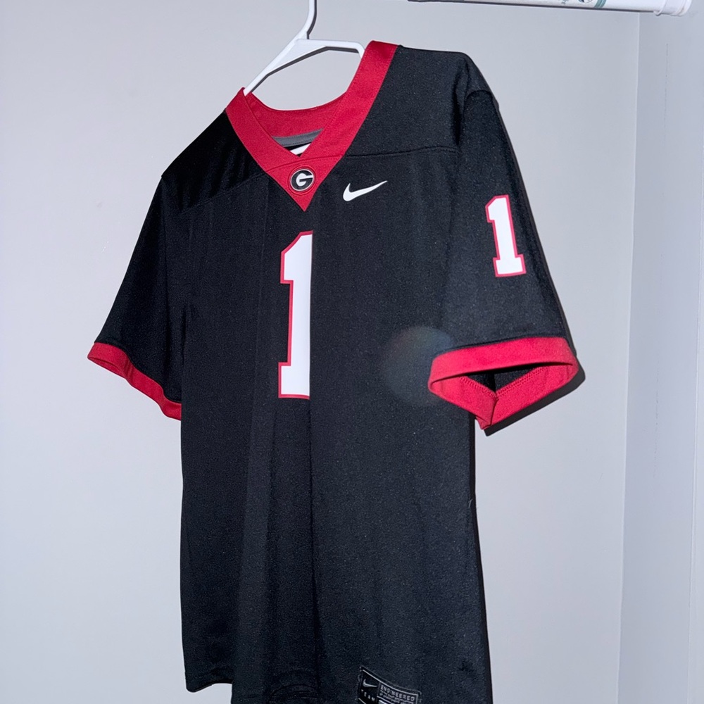 Nike Black and Red Men's Georgia Jersey